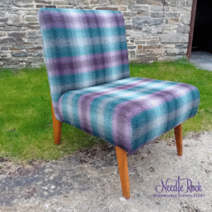 This sweet little chair just got a fresh new look in Ombre Check, Imperial Jade. Our client chose the fabric, and we made it happen. Needle Rock