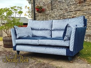 A gifted Harrods sofa, given a modern makeover, for Ali's home.