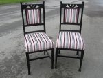 Pair of Arts & Crafts painted chairs. Pair of Arts & Crafts Chairs, painted black with new modern upholstery.