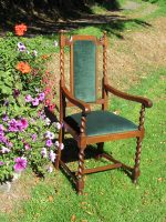 Barley twist carver chair. Edwardian Oak carver chair with barley twists.