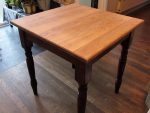 Refurbished tables. Stripped and re-varnished bar tables at 'The Monachty' in Aberaeron.