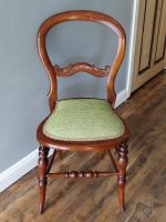 Pin-stuffed balloon back chair. Balloon back pin-stuffed chair with front turned spindles.