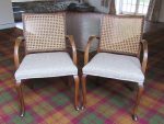 Pair of bentwood caned chairs. A pair of bentwood caned chairs rebuilt for a bedroom in 'Y Talbot', Tregaron.