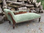 Decorative Chaise Longue in woodland green. Refurbished decorative Chaise Longue in woodland green chenille fabric.