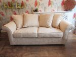 Country Cottage 2-seater sofa. Country Cottage 2-seater sofa covered in 'putty' linen embroidered upholstery fabric, with back scatter cushions.