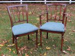 Pair of Sheraton-style chairs. Pair of Sheraton-style chairs with new upholstery.