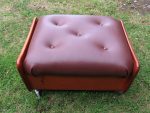 G-Plan chestnut footstool. G-Plan footstool covered in a chestnut faux leather.