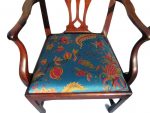 Large Mahogany Carver Chair Large Mahogany Carver Chair with Designer Upholstery