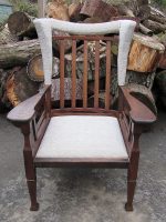 Quaker chair Unusual Arts & Crafts Chair with drop-in seat and padded wing and back rail.