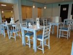 Reupholstered tartan chairs. Reupholstered chairs for a new eatery at 'Woodlands Caravan Park', New Quay.