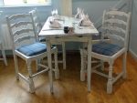 Reupholstered tartan chairs. Reupholstered chairs for a new eatery at 'Woodlands Caravan Park', New Quay.