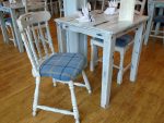 Reupholstered chairs. Reupholstered chairs for a new eatery at 'Woodlands Caravan Park', New Quay.