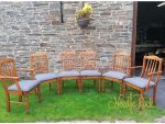 Set of 6 dining chairs covered in a hard-wearing blue fabric Set of 6 dining chairs covered in a hard-wearing blue fabric