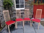 Set of 4 dining chairs in cherry red fabric Set of 4 dining chairs in cherry red fabric