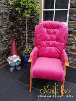 An upright orthopaedic chair given a makeover for a customer in Llandre. An upright orthopaedic chair given a makeover.