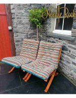 Stripy-chairs reupholstered as a gift for Ann-Ellin's daughter. Stripy-chairs reupholstered as a gift.