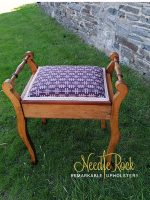 A delightful piano stool reupholstered in Melin Tregwynt luxury fabric A delightful piano stool reupholstered in Melin Tregwynt luxury fabric