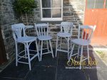 A set of 4 bar stools painted for Marnie in Aberarth. A set of four painted barstools.