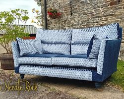 A gifted Harrods sofa, given a modern makeover, for Ali's home.